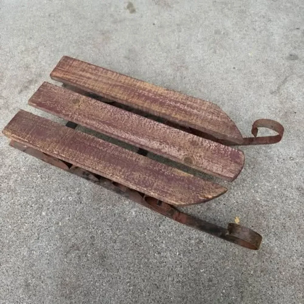 Vintage Handmade Rustic Wooden & Iron Sled